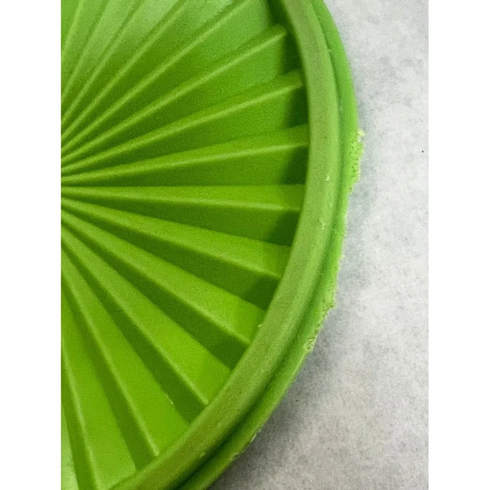 Vintage Tupperware Servalier Canister Lime Green Sunburst Lid Floral Graphic